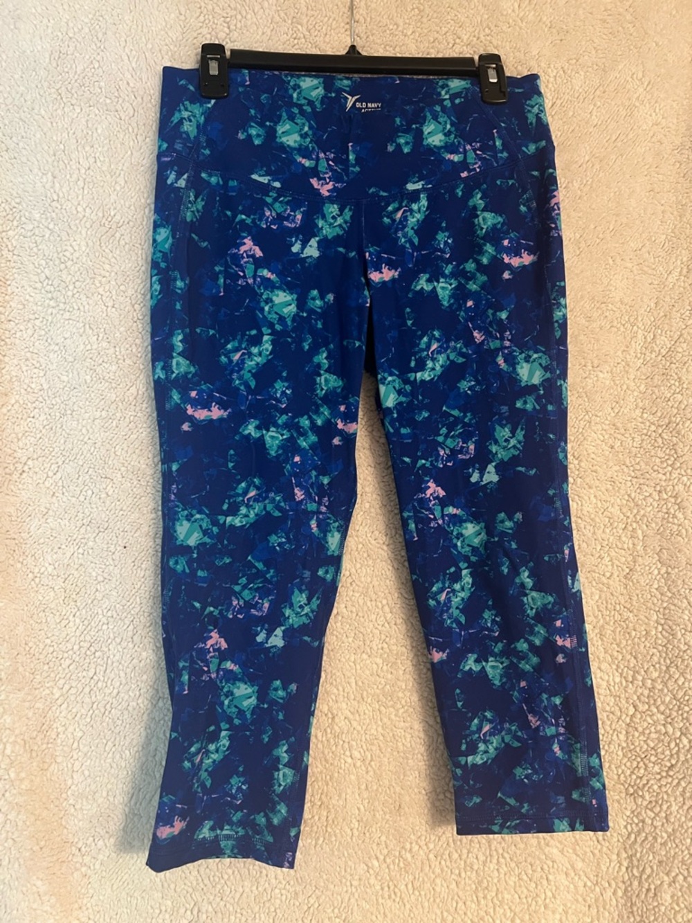 Old Navy Blue Leggings with Teal & Pink Abstract Print